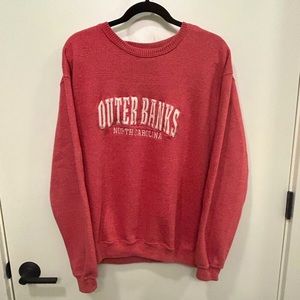 Outer Banks embroidered cozy red sweatshirt, size L.